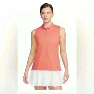 Nike Women’s  Dri-fit ADV Sleeveless Golf Polo Shirt in Coral Size Medium